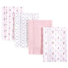 Luvable Friends Unisex Baby Cotton Flannel Burp Cloths, Girl Feathers, One Size