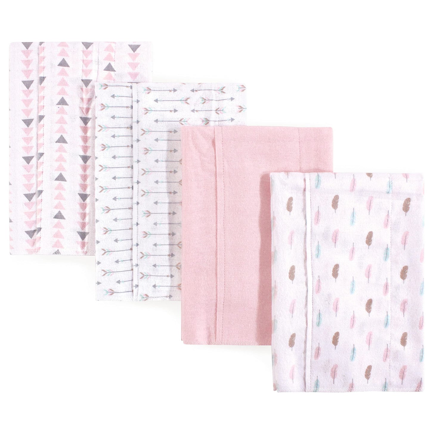 Luvable Friends Unisex Baby Cotton Flannel Burp Cloths, Girl Feathers, One Size