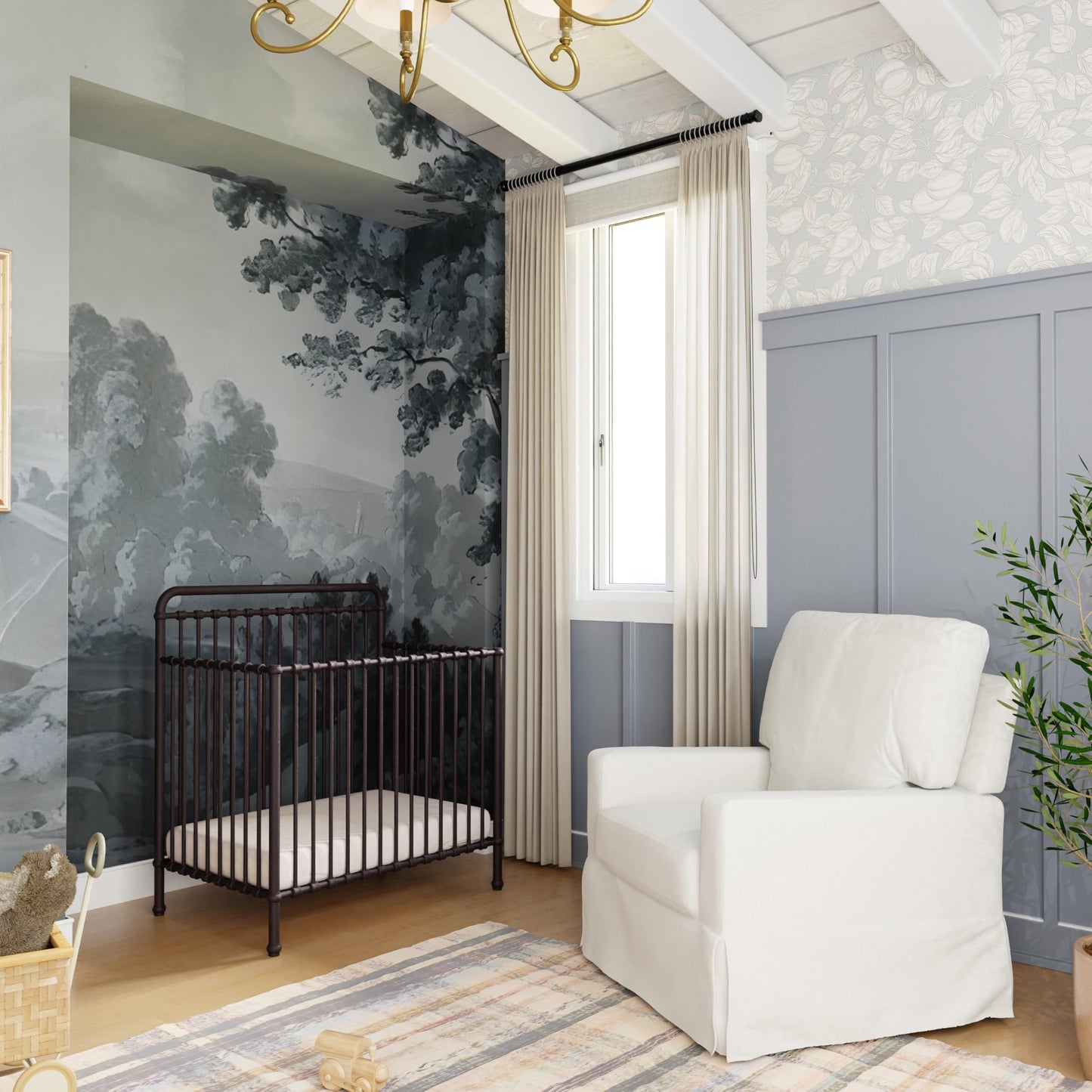 Namesake Winston 4-In-1 Convertible Mini Crib W/Removable Wheels - Converts To Toddler Bed, Daybed & Twin-Size Bed - Greenguard