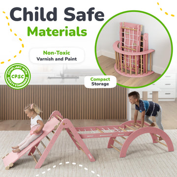 Ocodile Extra-Large 6-In-1 Pikler Triangle Climbing Set - Oversized Montessori Climbing Toys For Toddlers - Spacious Indoor Wood