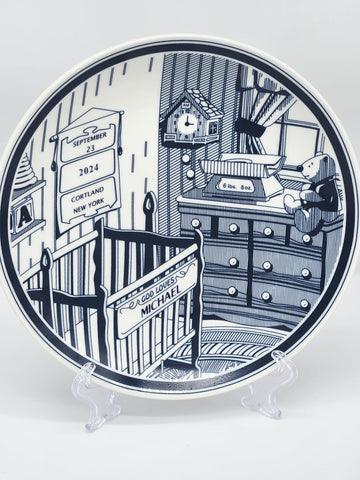 Keepsake Personalized Baby Plate - Customizable Fine China Plate, Great For Baby Gifts, Baby Shower New Born Memory For Girls Or