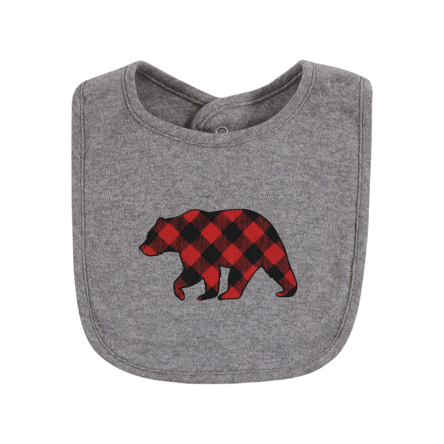 Hudson Baby Unisex Baby Cotton Bibs, Buffalo Plaid Bear, One Size