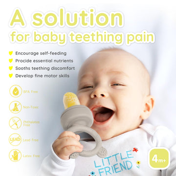 Littlesjoy Baby Teething Relief Teether, Breast Milk Popsicle Mold For Purees .Silicone Baby Fruit Food Feeder For Safe Infant S