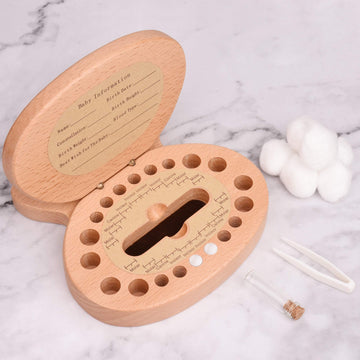 Ahfulife Baby Tooth Keepsake Fairy Box Holder With Lanugo Bottle, Wooden Bunny Rabbit Shape Keepsake Box For First Lost Teeth, C