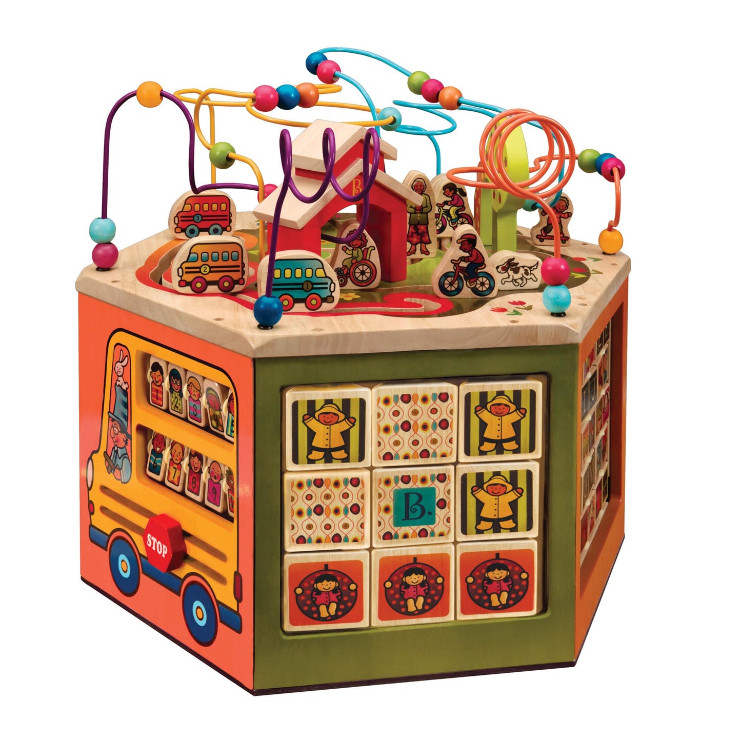 B. toys- Youniversity- Wooden Activity Cube - Developmental Learning Center - Toys for Toddlers, Kids - Alphabet, Numbers, Shape