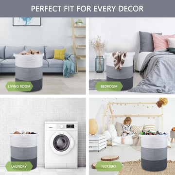 Bosroty Large Laundry Hamper Basket For Girls Boys Kids 72L, Nursery Hamper, Tall Laundry Basket, Blanket Basket, Clothes Basket