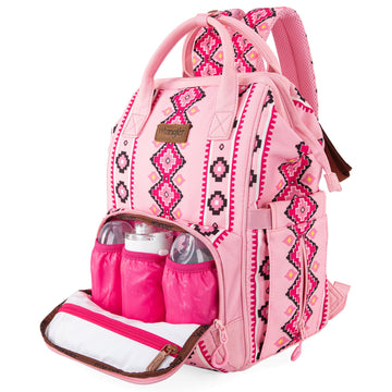Wrangler Aztec Backpack Organized Daypack Travel Baby Bag With Stroller Strap And Side Bottle Pockets Wg2204-9110Pk