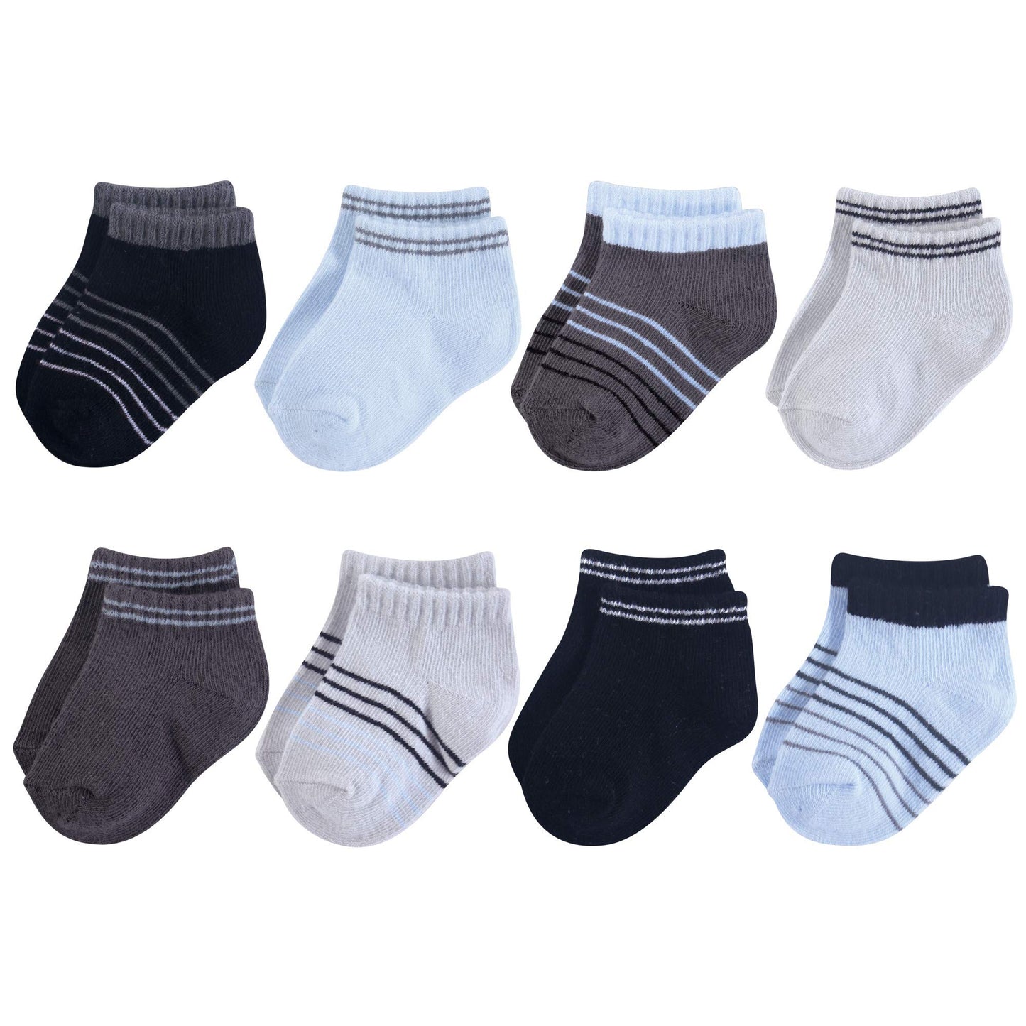 Hudson Baby Unisex Cotton Rich Newborn And Terry Socks, Blue Black, 12-24 Months