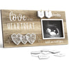 Baby Sonogram Picture Frame With Countdown Weeks - 3 Hearts Design, 4'X3' Ultrasound Photo, Pregnancy Announcements, Gender Re