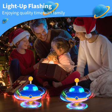 2Pack Light-Up Spinning Top For Kids - Flashing Ufo Rotating Educational Toys,Sensory Toys For Toddlers 3-4. Birthday Party Favo