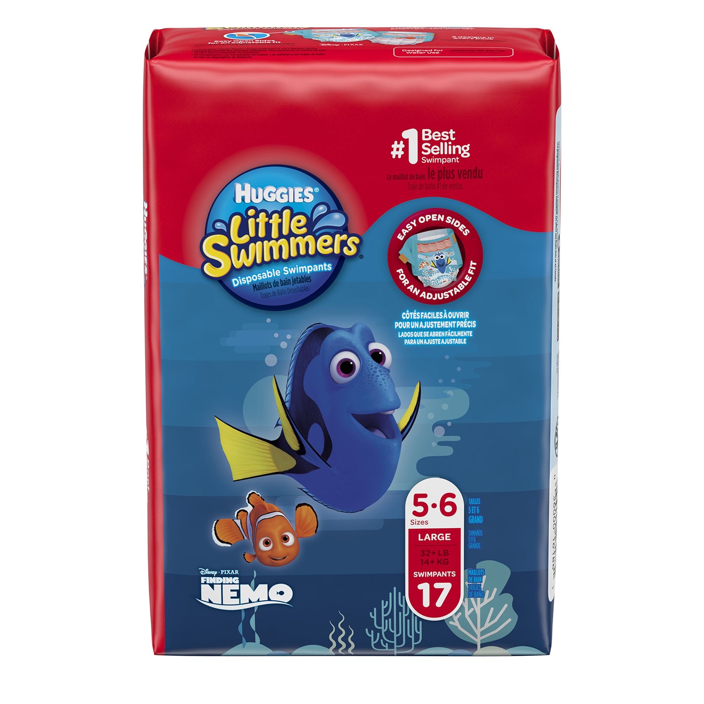 Huggies Little Swimmers Disposable Swim Diapers, Swimpants, Size 5-6 Large (over 32 lb.), 17Ct. (pack of 6) (Packaging May Vary)