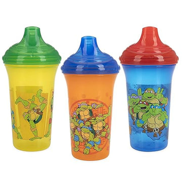 Nuby 3 Piece No Spill Easy Sippy Cups With Vari-Flo Valve Hard Spout, Nickelodeon Teenage Mutant Ninja Turtles, 9 Oz