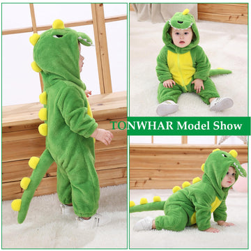 Tonwhar Infant And Toddler Halloween Cosplay Costume Kids' Animal Outfit Snowsuit(1-3 Months,Green Dinosaur)