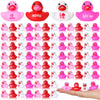 Jenaai 100 Pcs Valentines Day Bath Toys Ducks Assorted Pink Red White Mini Rubber Ducks Toy Bulk Small Tiny Ducky for Valentine
