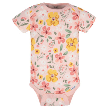 Gerber Baby Girls 5-Pack Short Sleeve Variety Onesies Bodysuits Golden Floral 12 Months