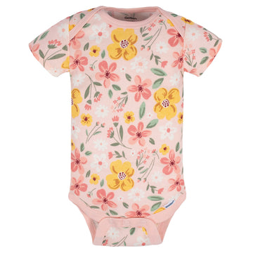 Gerber Baby Girls 5-Pack Short Sleeve Variety Onesies Bodysuits Golden Floral 3-6 Months