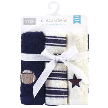 Hudson Baby Unisex Baby Super Soft Cotton Washcloths, Football, One Size