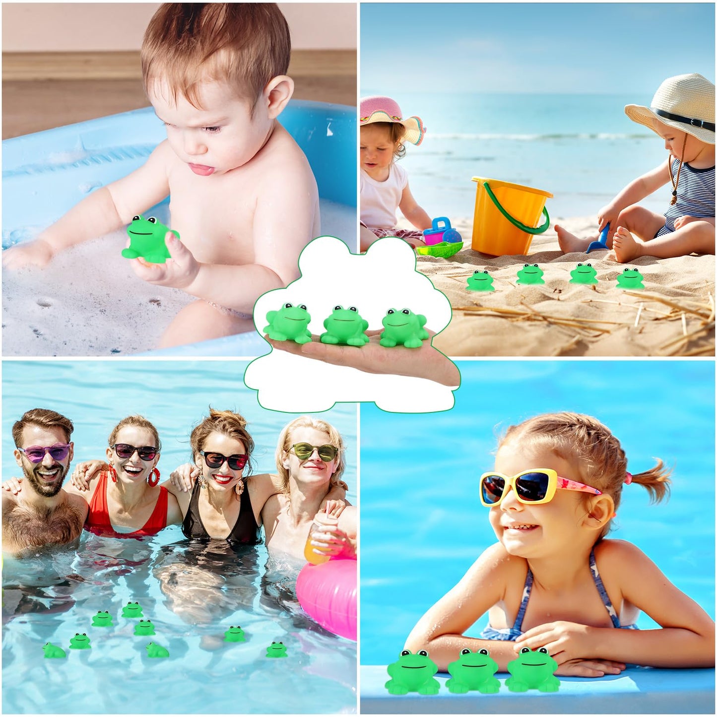 libfrnt 50 Pcs Rubber Frogs Squeak and Floating Green Frog Bath Toys Swimming Bathtub Shower Frog Toys Miniature Frogs for Boys