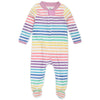 Honestbaby Baby Girls Play Footed Pajamas One-Piece Jumpsuit Zip-Front Pjs 100% Organic Cotton For And Toddler Sleepers, Rainbow