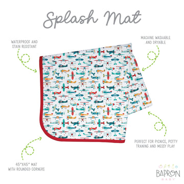 Bapronbaby Retro Airplanes Splash Mat - Waterproof Catch-All For Under High Chairs, Floors, Tables, Playtime Or Arts & Crafts -