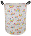 Huayee 19.7 Inches Large Laundry Basket Waterproof Round Cotton Linen Collapsible Storage Bin With Handles For Hamper Kids Room,