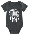Funnycokid Infant Baby Boys Girls My Siblings Have Paws Bodysuit Announcement Jumpsuit Funny Romper Playsuit 0-3 Months