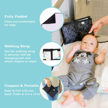Disney Baby By J.L. Childress Full Body Portable Changing Pad - Disney Travel Essential - Padded, Waterproof, Foldable Diaper Ch