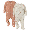 Gerber Baby Unisex 2-Pack 2-Way Zip Thermal Footed Sleep 'N Play, Buffalo, Newborn