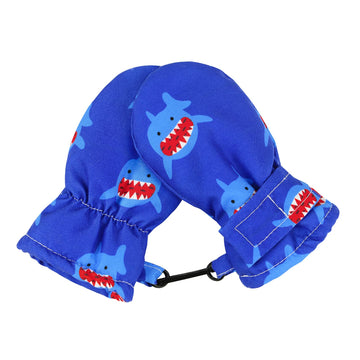 Lined Fleece Toddler Mittens Kids Winter Warm Gloves Child Ski Gloves Waterproof Snow Baby Mitten For Boys Girls Little Shark S