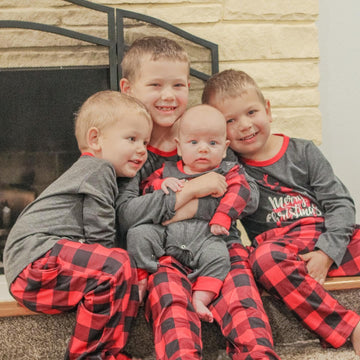 Iffei Matching Family Pajamas Sets Christmas Pj 'S Sleepwear Merry Christmas Reindeer With Plaid Bottom With Pocket 2 Years
