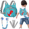 Toddler Harness Leash + Anti Lost Wrist Link, Accmor Dinosaur Baby Harnesses With Kids Leashes For Boys, Cute Child Walking Anti