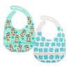 Nuby 2 Pack Adjustable Easy Clean Soft Silicone Bibs With Scoop, Tigers & Squares
