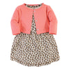 Touched By Nature Baby Girls' Organic Cotton Dress And Cardigan, Leopard, 18-24 Months