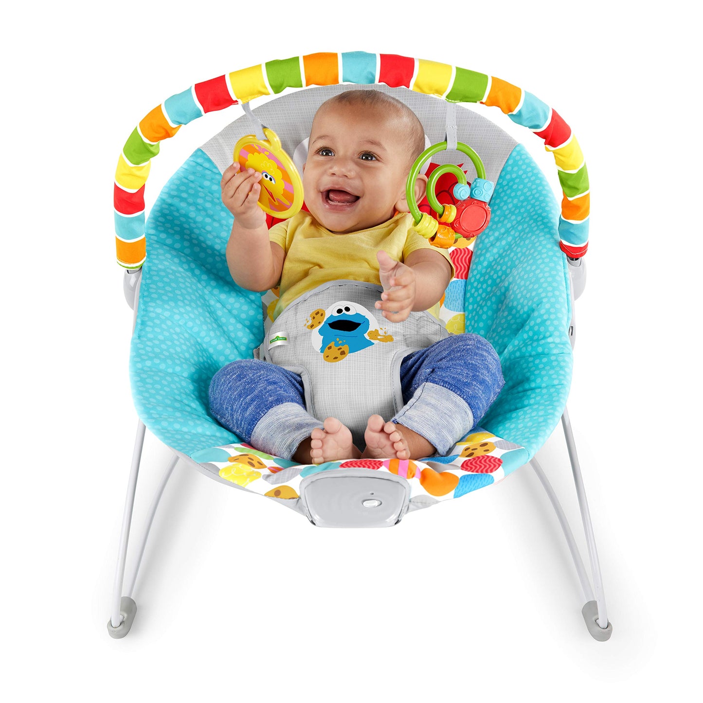 Bright Starts Sesame Street Baby Bouncer Soothing Vibrations Infant Seat - I Spot Elmo! With Cookie Monster And Big Bird - Remov