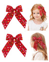 doboi 2 Pcs Christmas Hair Bows with Tails for Girls Handmade Toddler Hair Bows with Alligator Clips 3.9 Inches Glitter Christma