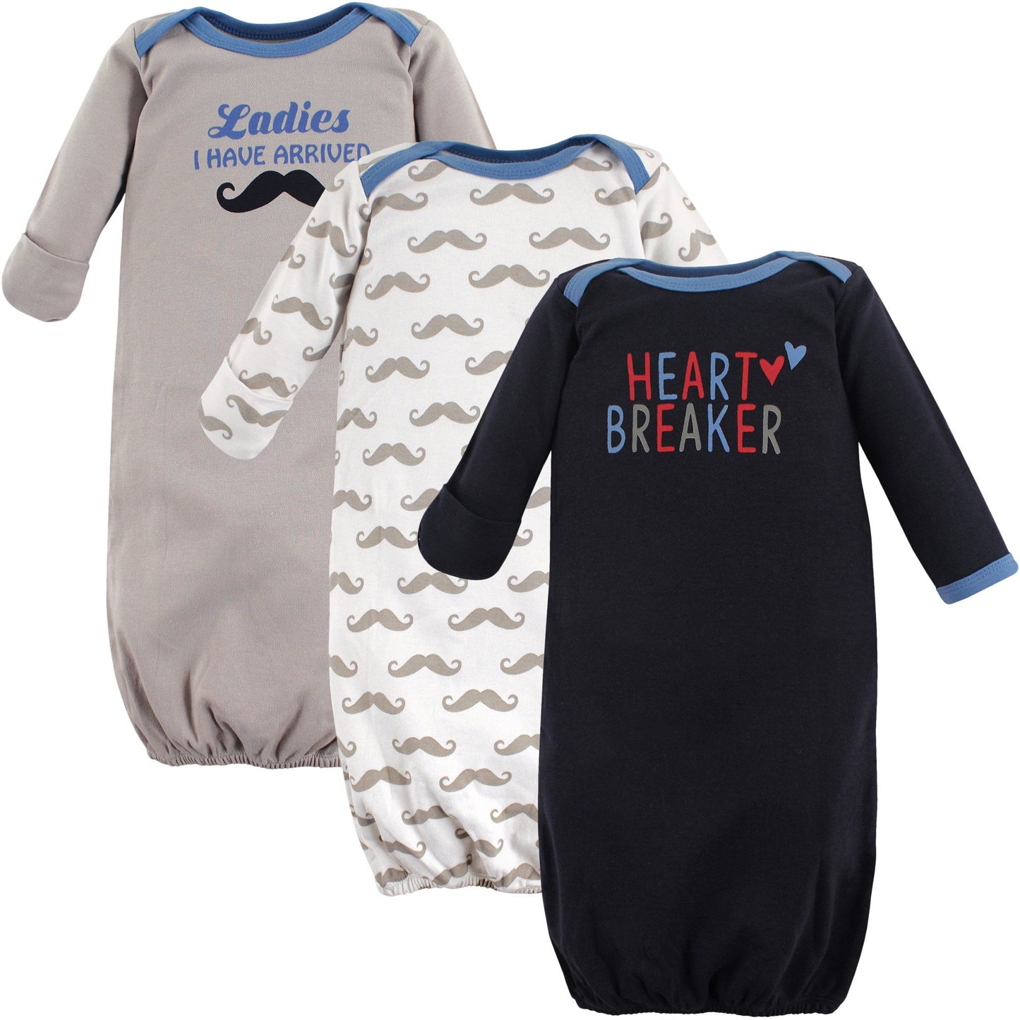 Luvable Friends Unisex Baby Cotton Gowns, Heartbreaker, 0-6 Months Us