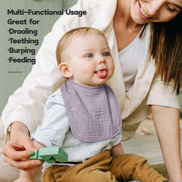 Susurration Muslin Baby Bibs 6 Pack Bandana Drool Bibs,Soft Square Adjustable Baby Drooling Bibs For Unisex Girls & Boys(Pink)