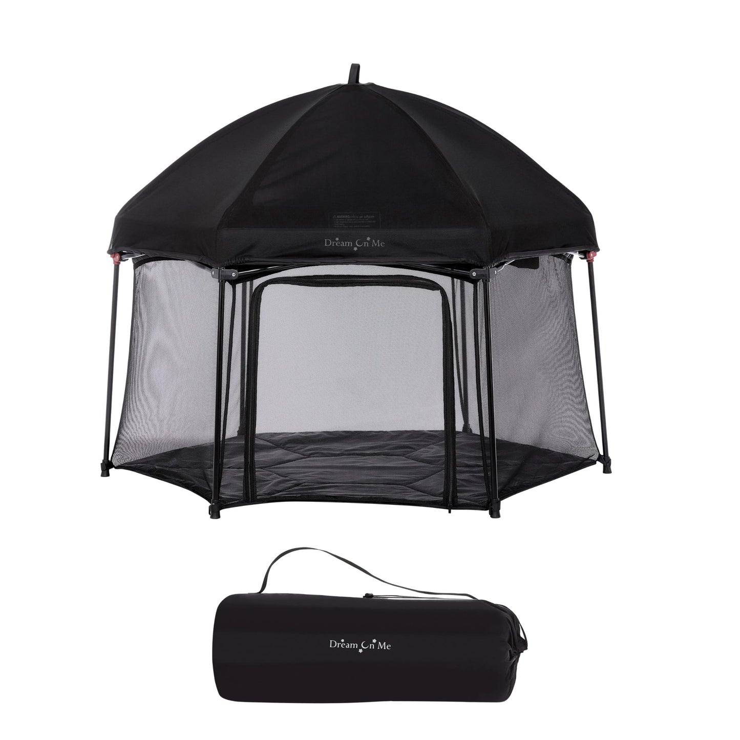 Dream On Me Onyx Playpen Set With Canopy, Baby Playpen, Portable And Lightweight, Playpen For Babies And Toddler, Black