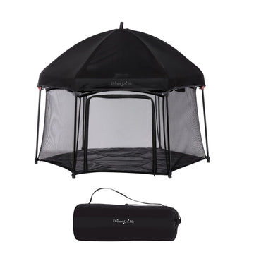 Dream On Me Onyx Playpen Set With Canopy, Baby Playpen, Portable And Lightweight, Playpen For Babies And Toddler, Black