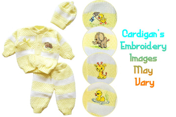 Abelito Newborn Baby Boy'S Girl'S Unisex Warm Winter 3 Pieces Crochet Set (Yellow)