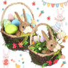Silifine 2 Pack Easter Basket Woven Easter Bunny Basket With Handle Wicker Easter Gift Basket For Kids Rabbit Eggs Candy Basket