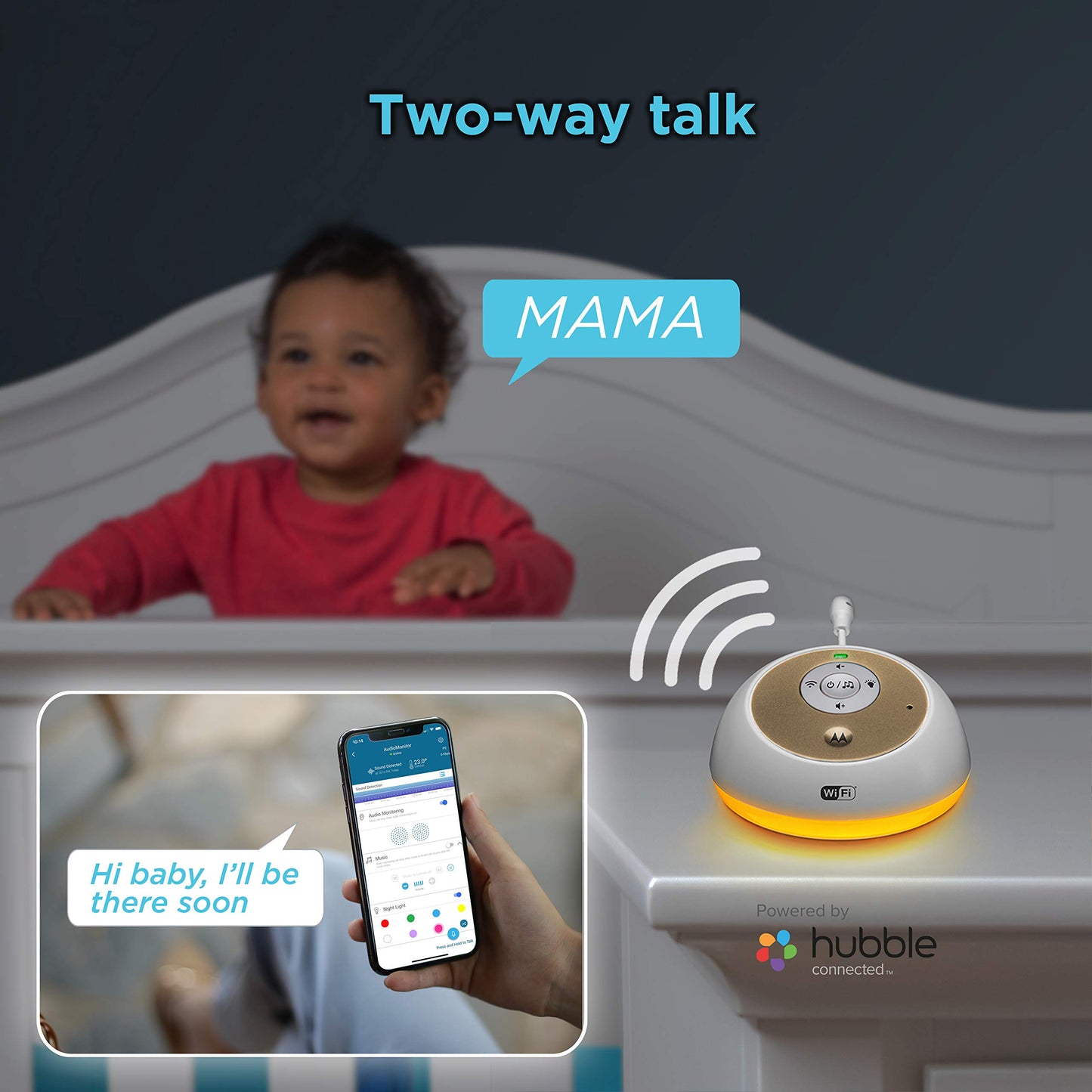 Motorola Mbp163Connect Audio Baby Monitor - Wireless Wifi Smart Device For Toddlers, Infants, Nursery - With 10 Soothing Sounds,
