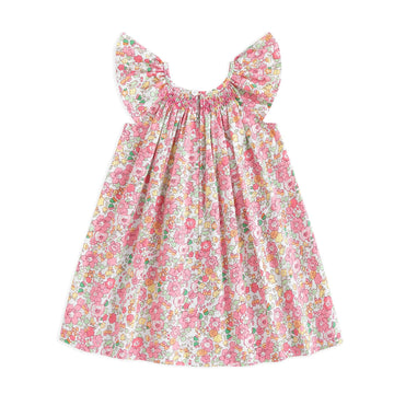 Simplee Kids Baby Floral Dress Toddler Smocking Dress Little Girls Casual Dress Floral Print Sundress For Spring Summer 24M-6T