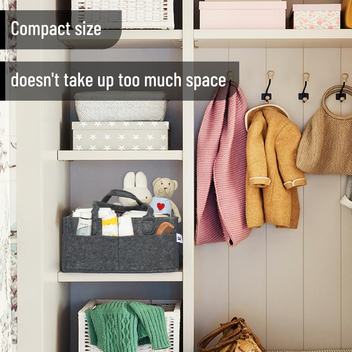 Mr. Pen- Baby Diaper Caddy Organizer, Charcoal Gray, Diaper Organizer, Car Diaper Caddy, Baby Caddy Organizer, Portable Diaper C