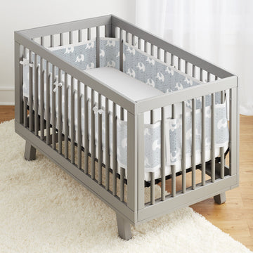 Breathablebaby Breathable Mesh Liner For Full-Size Cribs, Classic 3Mm Mesh, Peaceful Elephants (Size 4Fs Covers 3 Or 4 Sides)