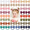 40Pcs 2.75' Hair Bows For Baby Girls Thick Hair Elastics Rubber Ribbon Bands, Regular Bows For Toddler Girls, Kids & Children,