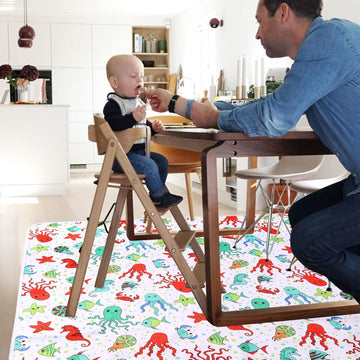 Chicmoments 51'' Babies' Highchair Splat Mat, Toddlers' Non-Slip Floor Mat, Splash Spill Mess Mat For Drawing & Painting With 4