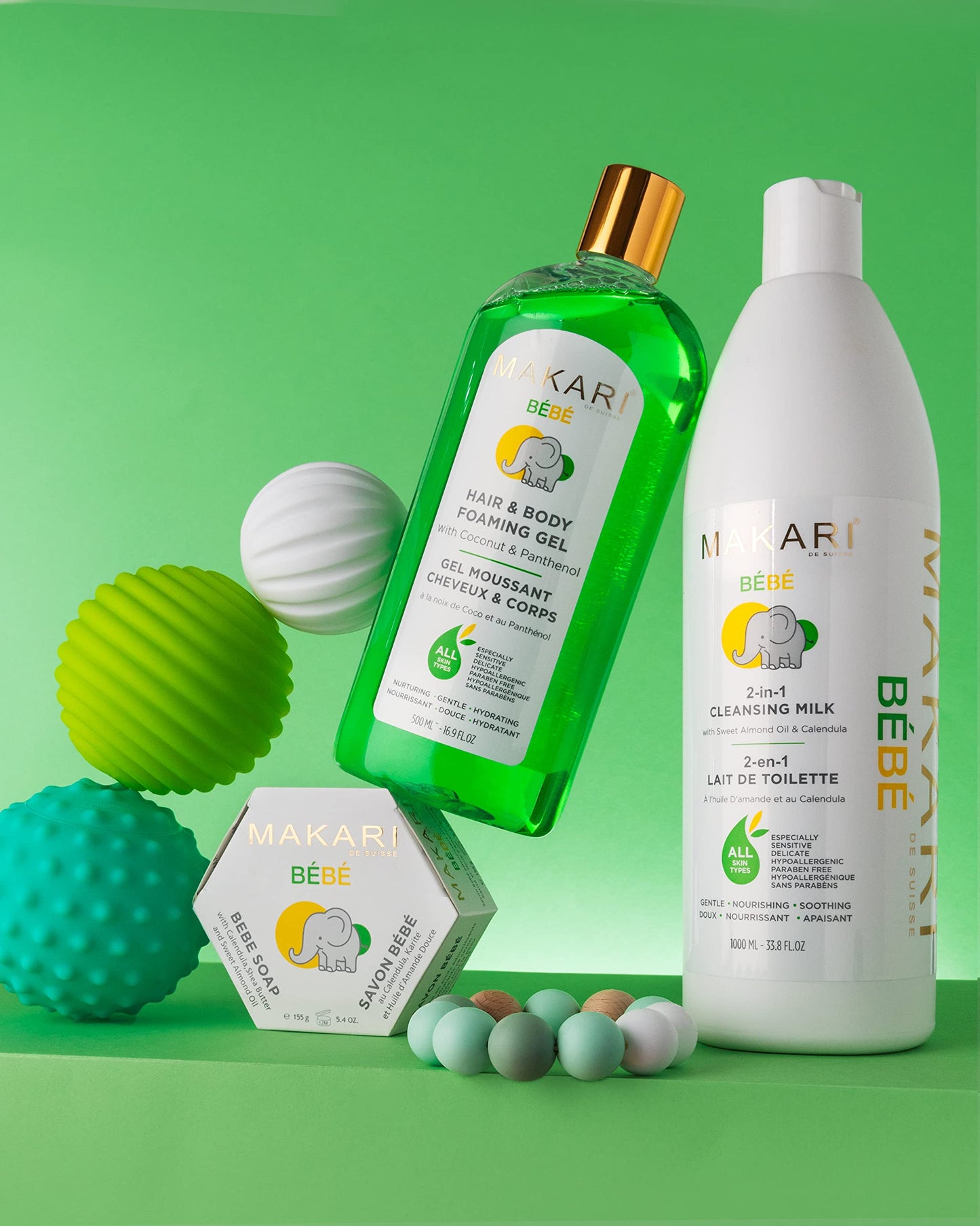 Makari Baby Bath Wash Cleansing Milk 1000 Ml - Gentle 2-In-1 Body Wash And Dry Skin Lotion For Babies - Infused With Sweet Almon