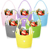 Beeveer 6 Pack Easter Baskets with Handle Woven Bunny Egg Hunt Basket with Rabbit Ears Print Bags Empty Easter Treat Bag Cotton