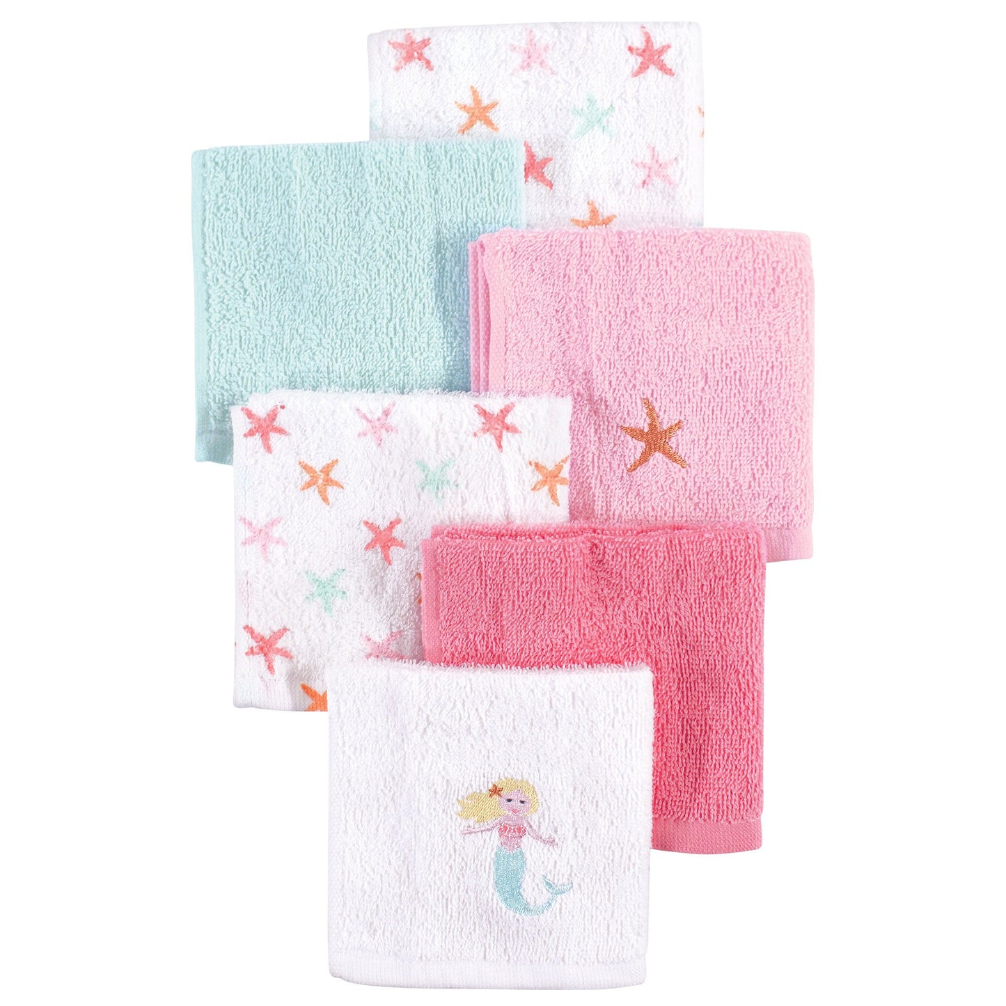 Hudson Baby Unisex Baby Super Soft Cotton Washcloths, Mermaid, One Size